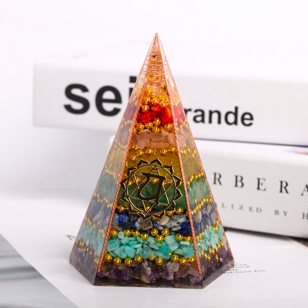 7 Chakra Crystal Healing Pyramid 4.5 Inches for Meditation