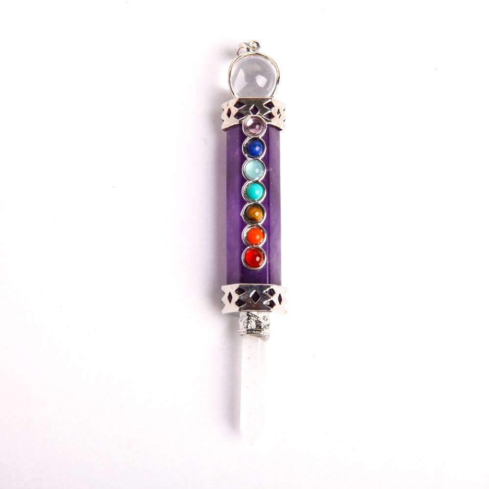 7 Chakra Crystal Jewelry Pendant 4 Inch Healing Necklace