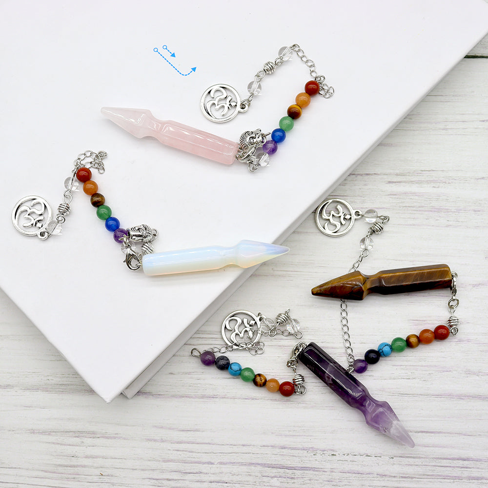 7 Chakra Healing Crystal Reiki Pendulum 2.37 inch Balance