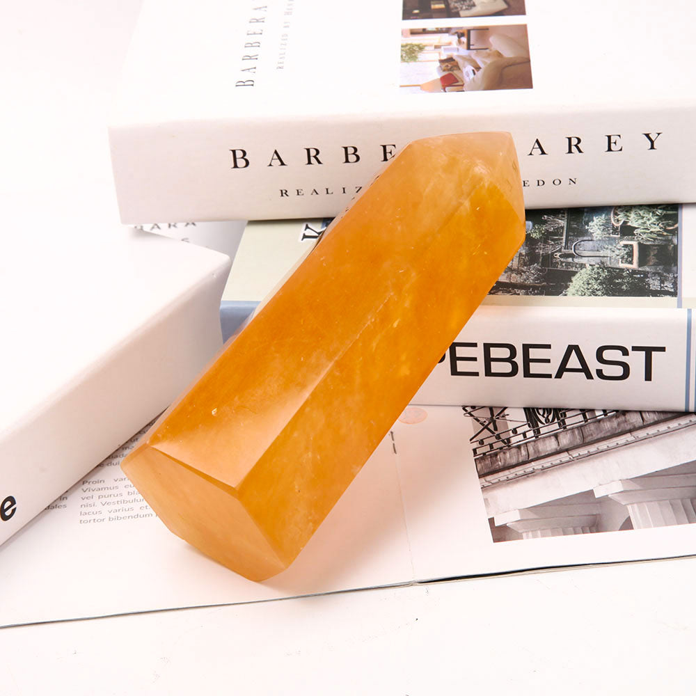 7-inch Honey Calcite Crystal Tower for Energy Healing