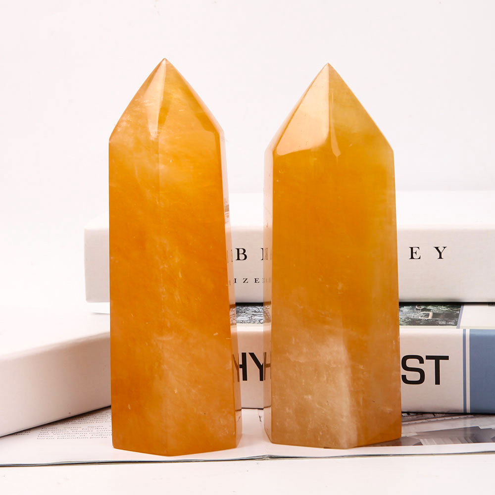 7-inch Honey Calcite Crystal Tower for Energy Healing