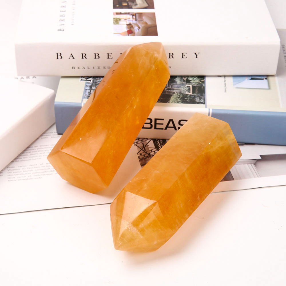 7-inch Honey Calcite Crystal Tower for Energy Healing