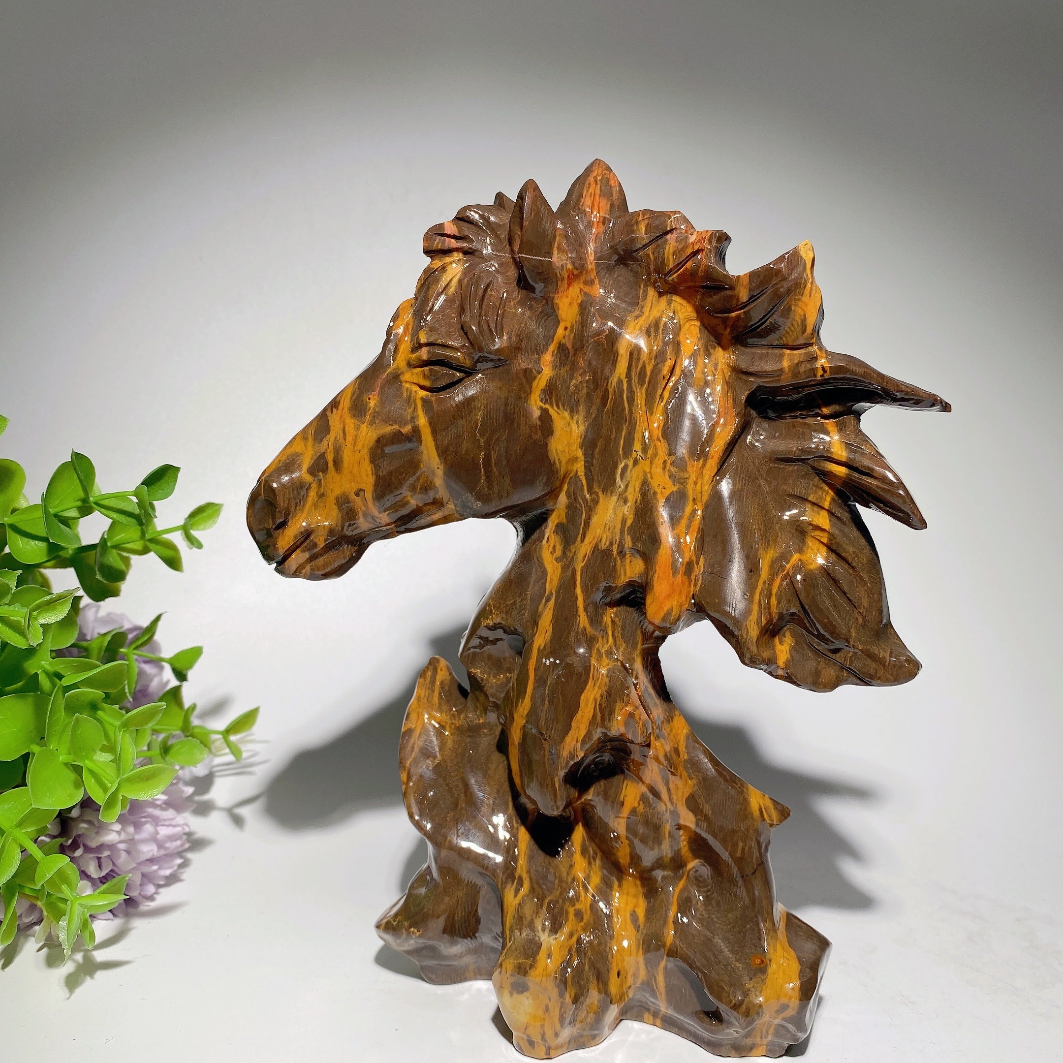 7 Inch Mixed Crystal Horse Head Healing Figurines