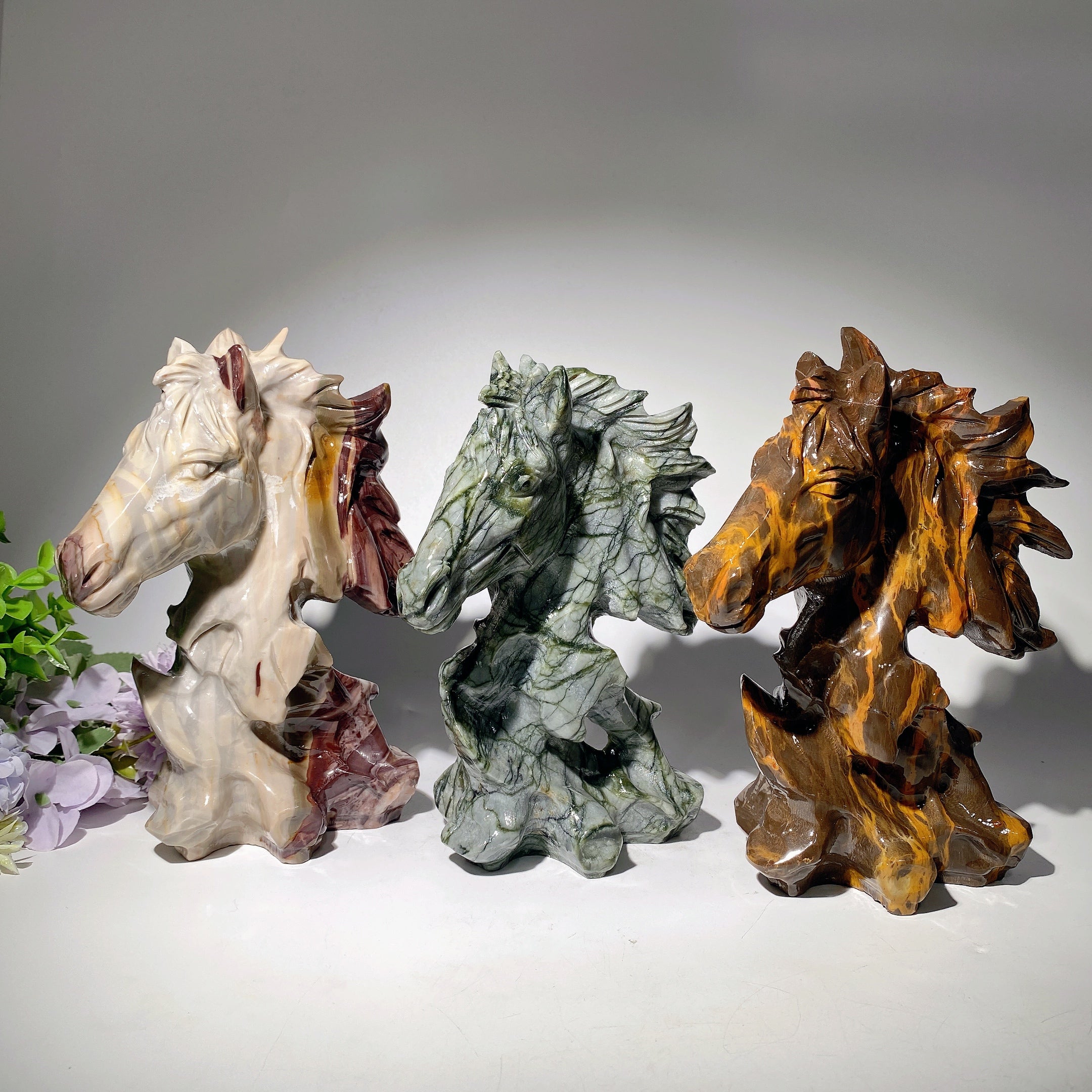 7 Inch Mixed Crystal Horse Head Healing Figurines