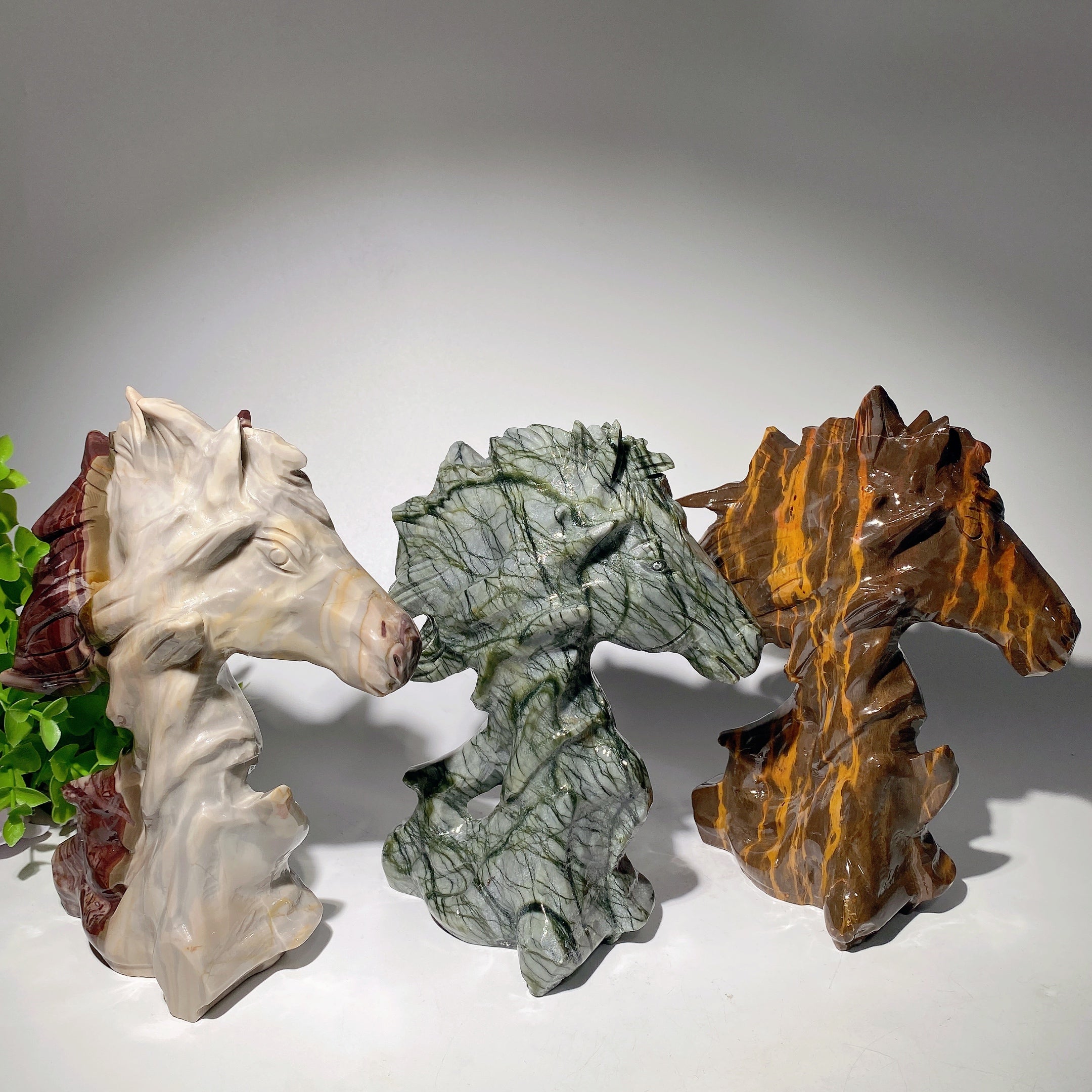 7 Inch Mixed Crystal Horse Head Healing Figurines