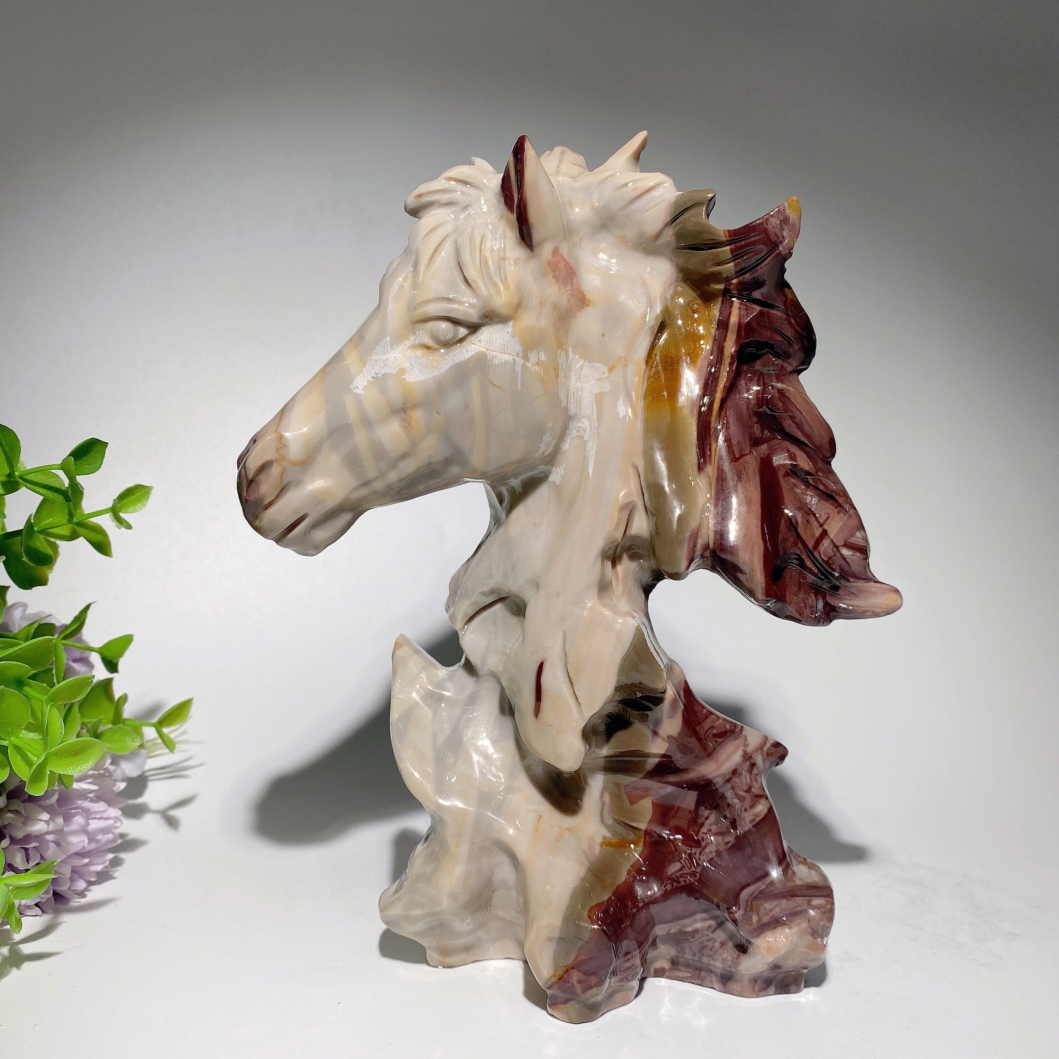 7 Inch Mixed Crystal Horse Head Healing Figurines