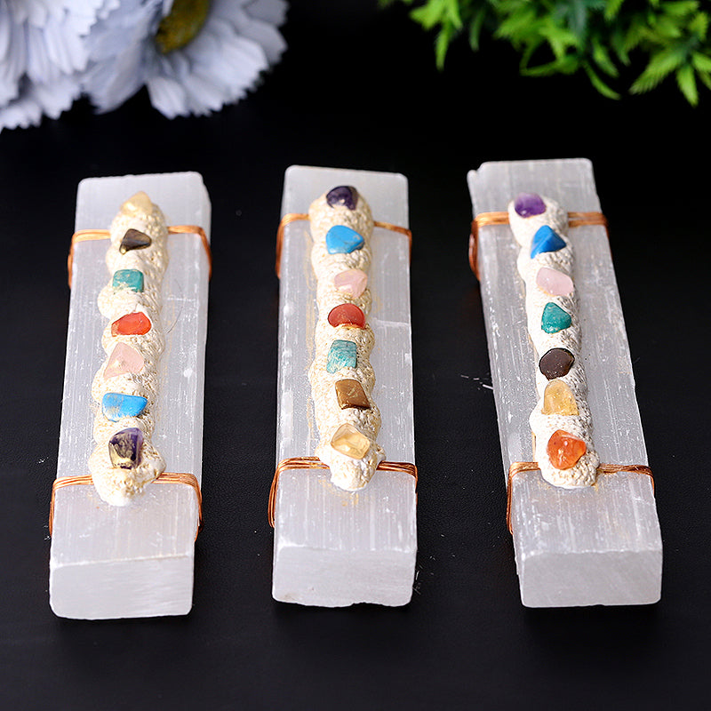 7 inch Selenite Chakra Stone Healing Wand for Meditation