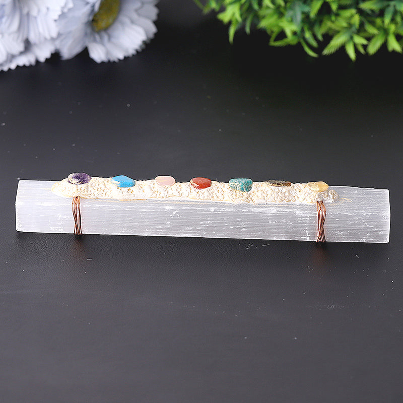 7 inch Selenite Chakra Stone Healing Wand for Meditation