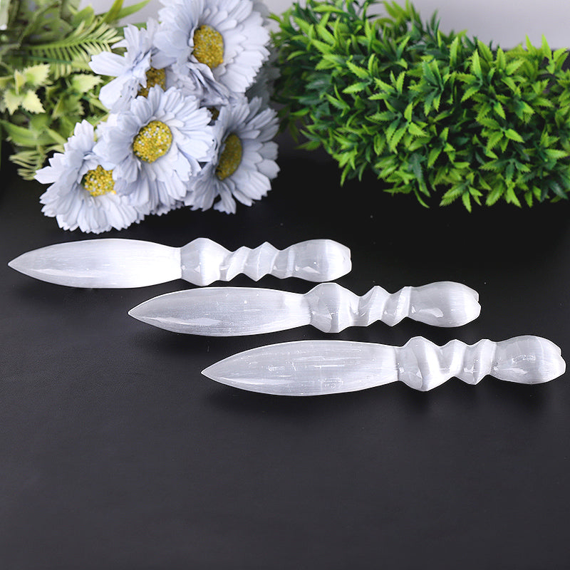 7 Inch Selenite Crystal Dagger for Meditation & Healing
