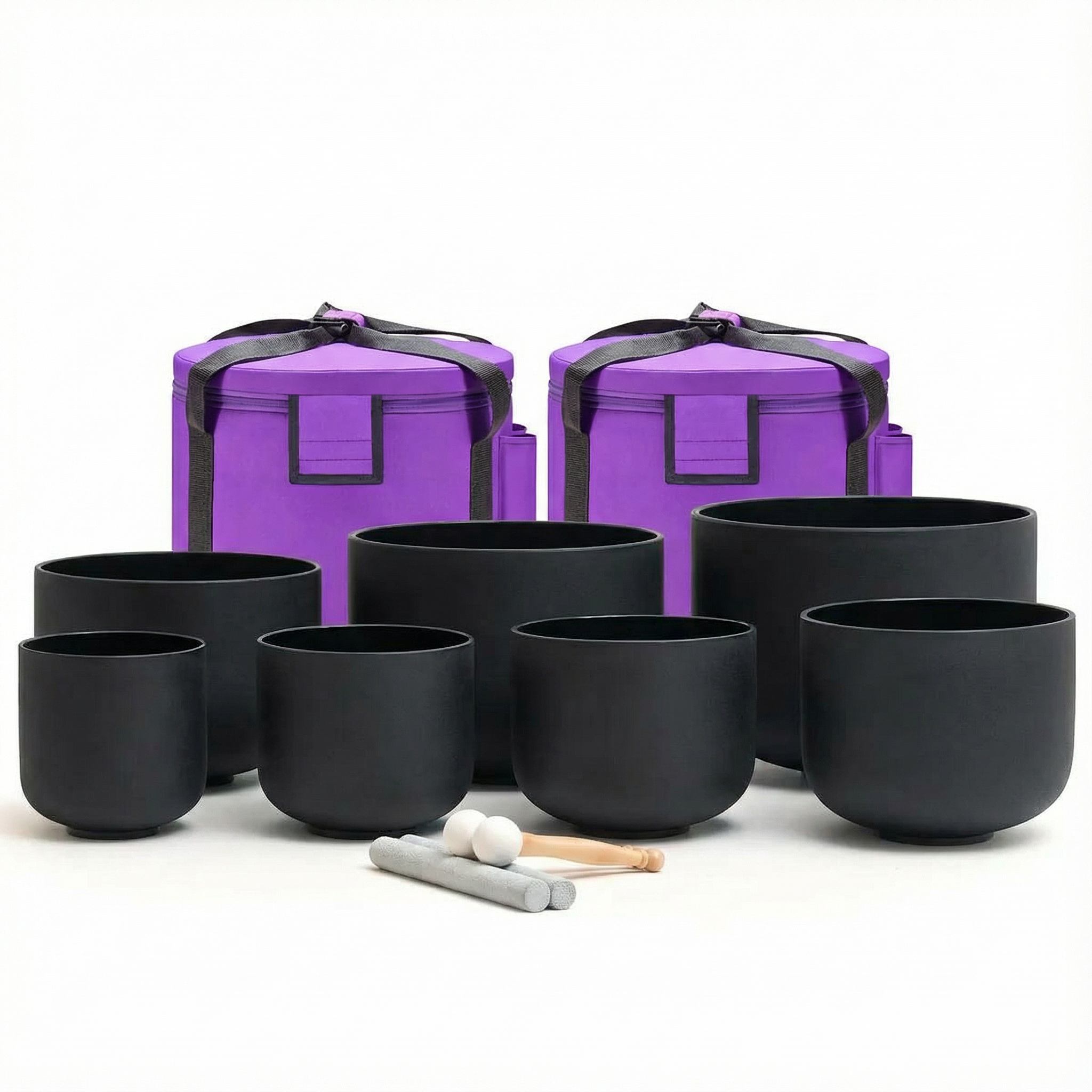 Black 7 PCS Crystal Singing Bowl Set for Sale