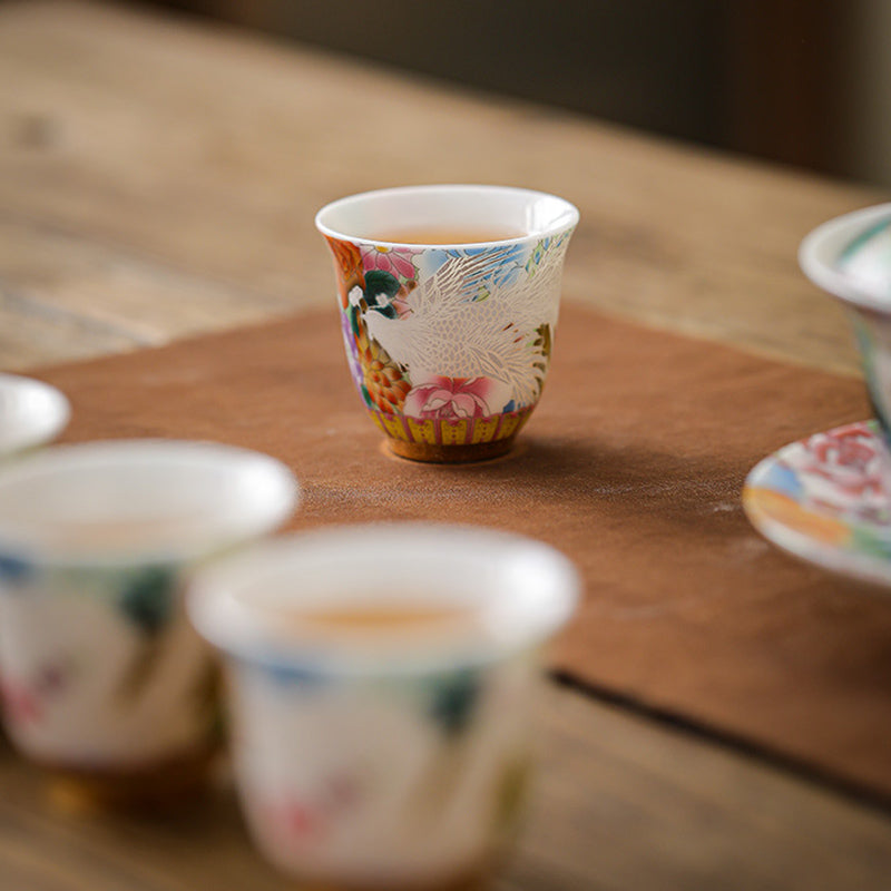 Dragon & Phoenix Ceramic Teacup 50ml | Zen Decor