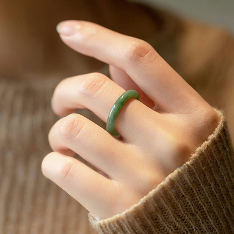 Natural Jade Prosperity and Abundance Ring | Sizes 16-21mm