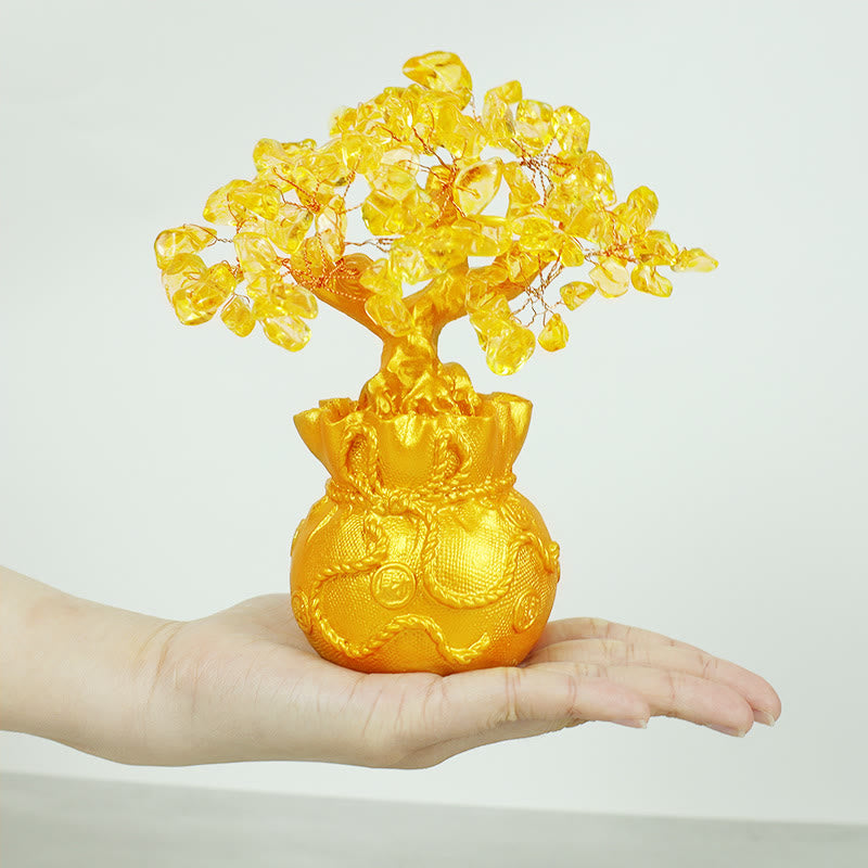 Natural Citrine Money Tree Feng Shui Decor for Prosperity