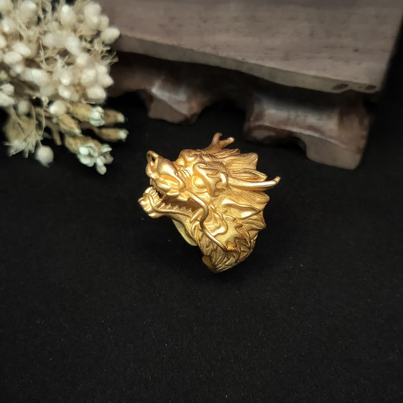 Adjustable Golden Dragon Luck Protection Ring