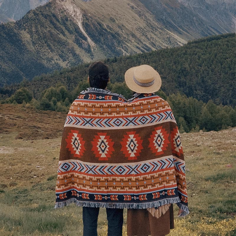 Geometric Tibetan Blanket 90x180cm Warm Comfortable Throw