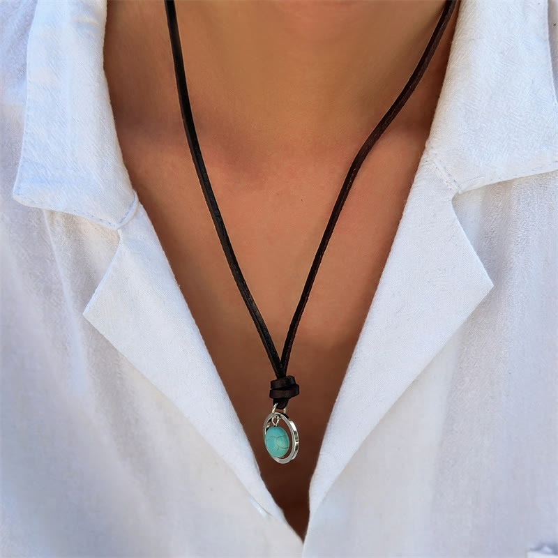 Round Turquoise Protection Strength Necklace Pendant