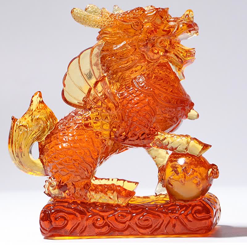 Handmade Liuli Feng Shui Kirin Crystal Art Piece