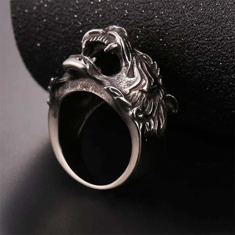Titanium Steel Tiger Head Ring for Balance and Calm Energy
