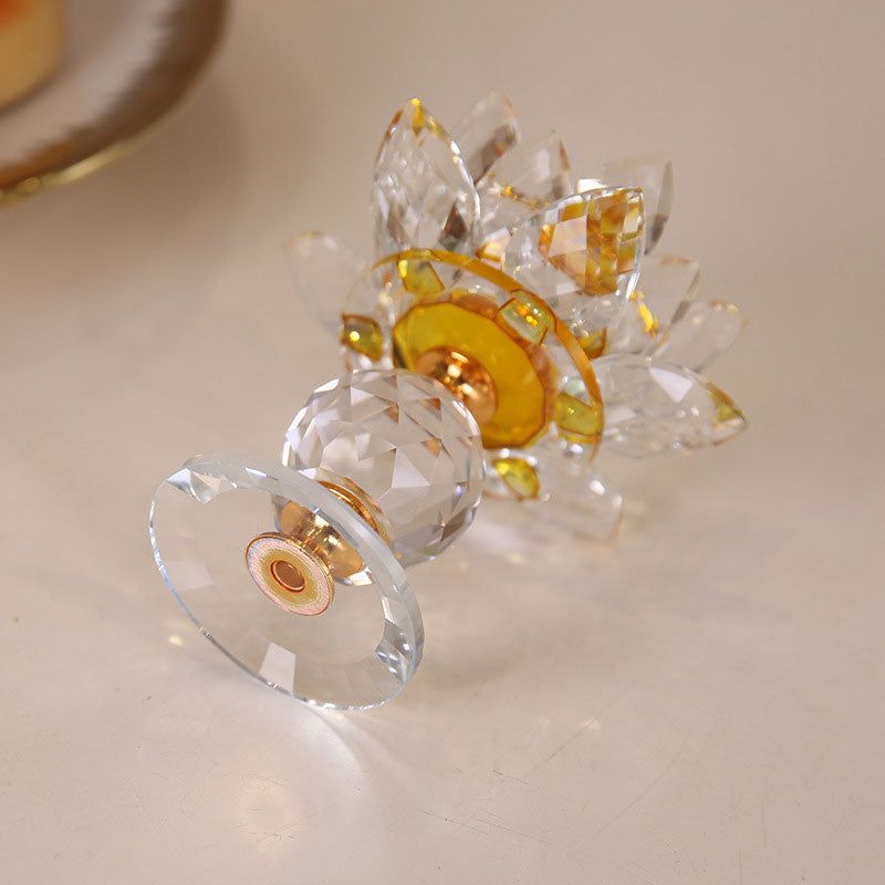 Citrine & White Crystal Tibetan Lotus Candlestick Ornament