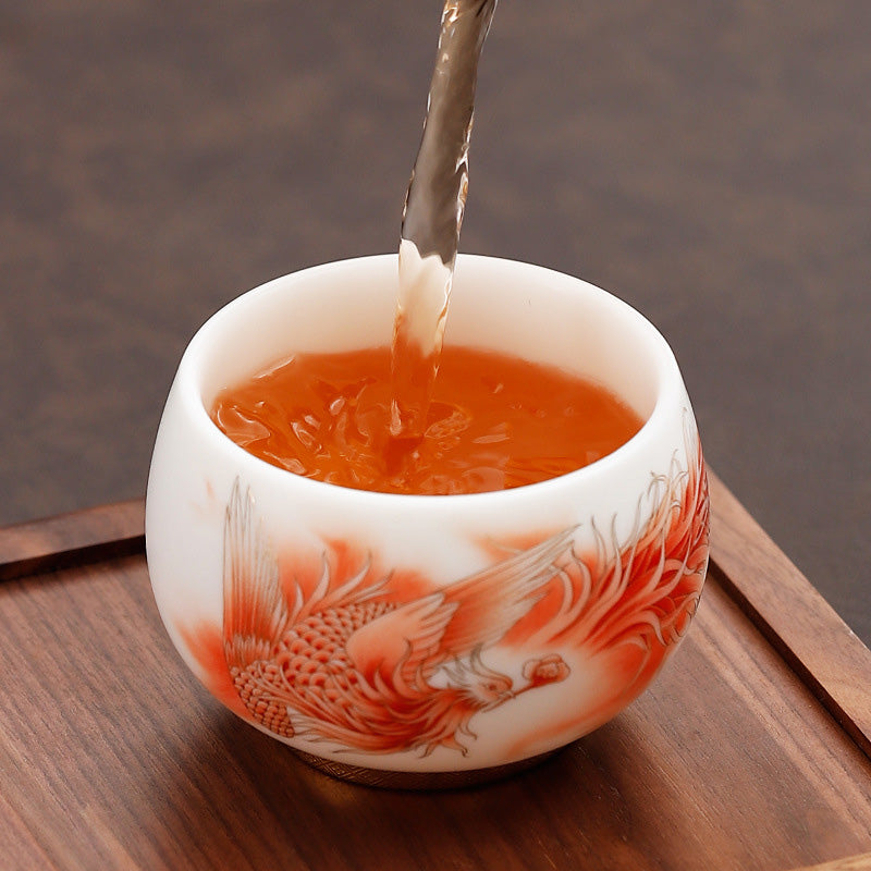 Porcelain Phoenix Tea Cup 180ml | Zen Ceramic Decor