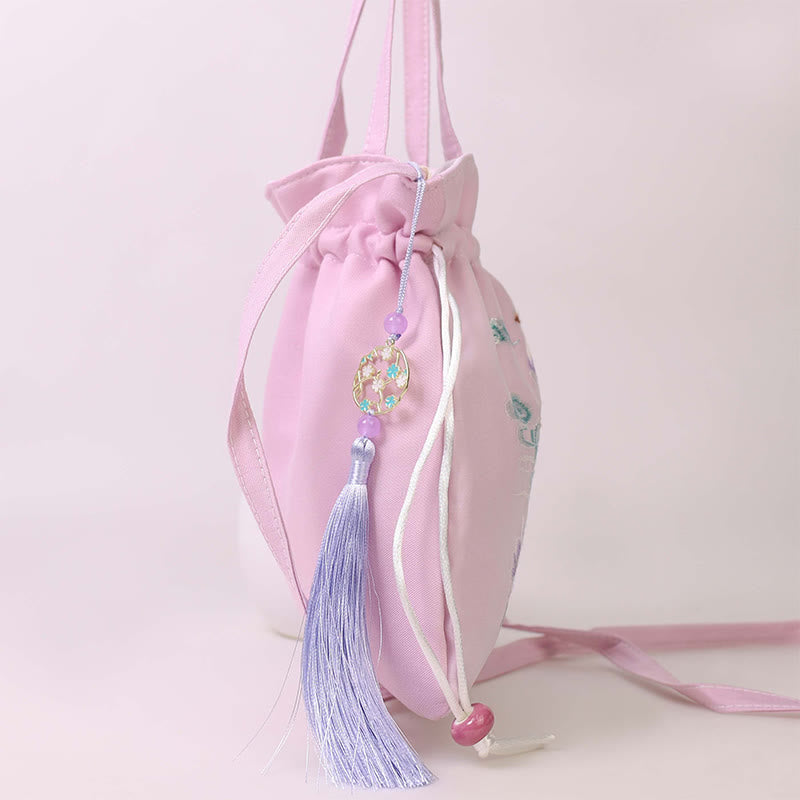 Cotton Linen Yoga Tote Bag with Adjustable Strap 21x22cm