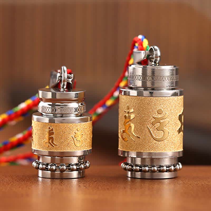 Om Mani Padme Hum Titanium Steel Wisdom Pendant 1.2cm