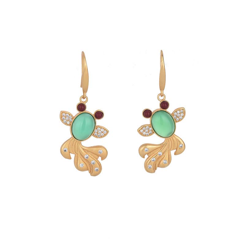 Feng Shui Jade Koi Fortune Earrings for Prosperity & Luck