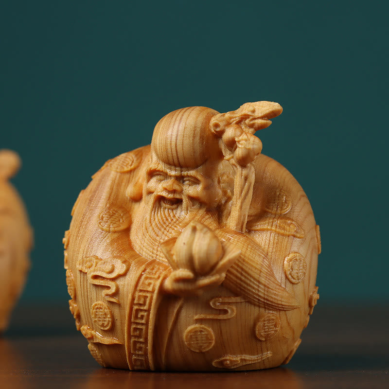 Handcrafted Feng Shui Mini Three Stars Wood Prosperity Decoration