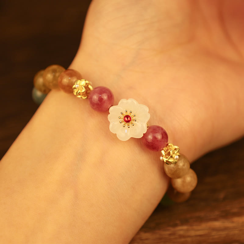 Colorful Tourmaline Jade Love Bracelet 14-16cm Wrist