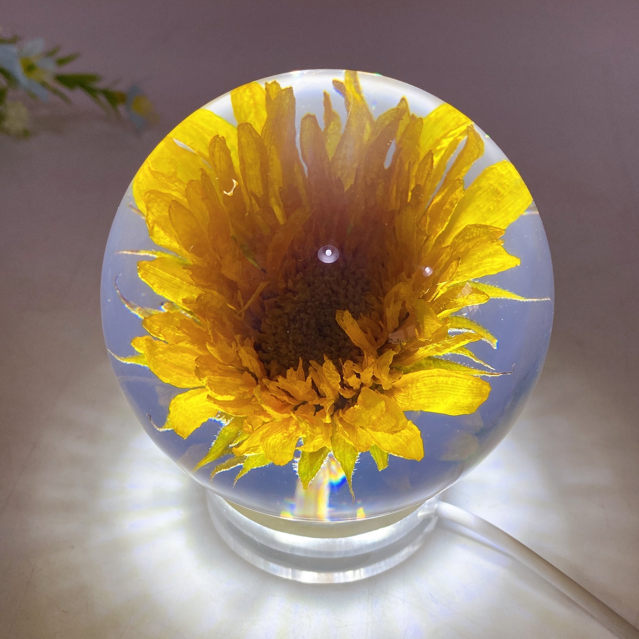 70mm Resin Flower Sphere Crystal Healing Orb