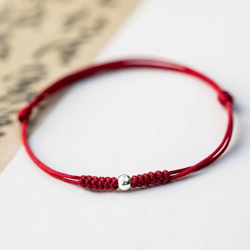 925 Sterling Silver Red String Protection Bracelet Unisex