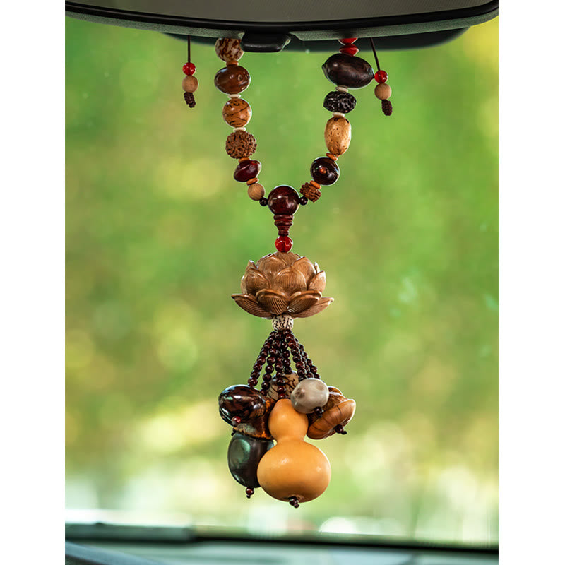 Boxwood Peach Wood Bodhi Seed Lotus Car Hanging Charm