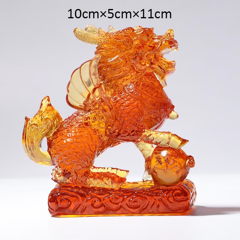 Handmade Liuli Feng Shui Kirin Crystal Art Piece
