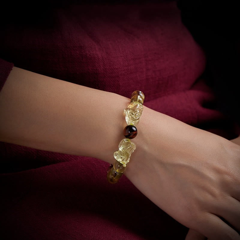 8mm Citrine Tiger Eye Pixiu Prosperity Bracelet