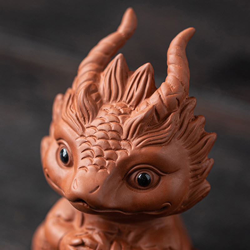 Purple Clay Luck Dragon Tea Pet Figurine | Spiritual Statue