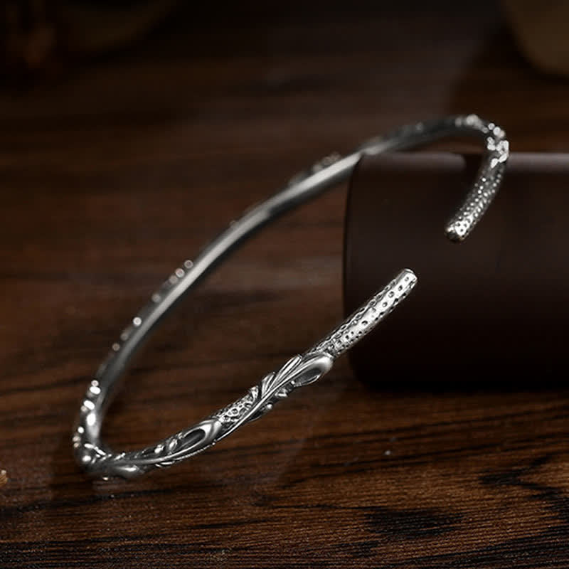 925 Sterling Silver Vine Engraved Protection Bracelet