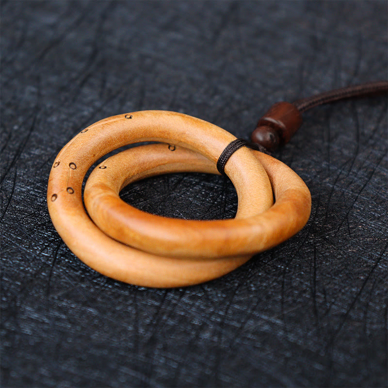 Jujube Wood Yin Yang Necklace with Qiankun Circle for Luck