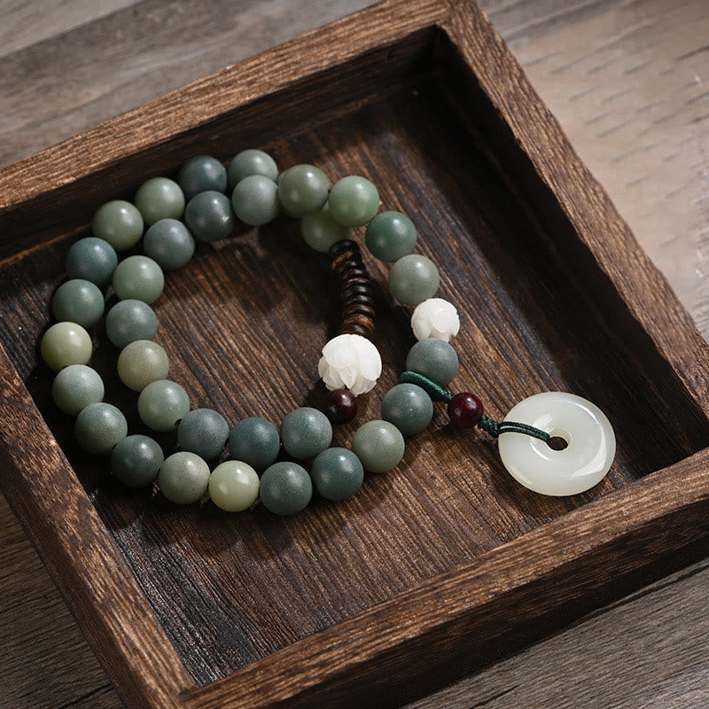 Cyan Bodhi Seed Jade Bracelet for Peace & Wisdom 10mm