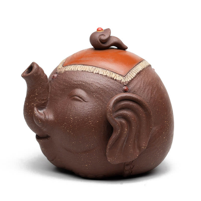 Purple Clay Ceramic Elephant Teapot 220ml Zen Decor