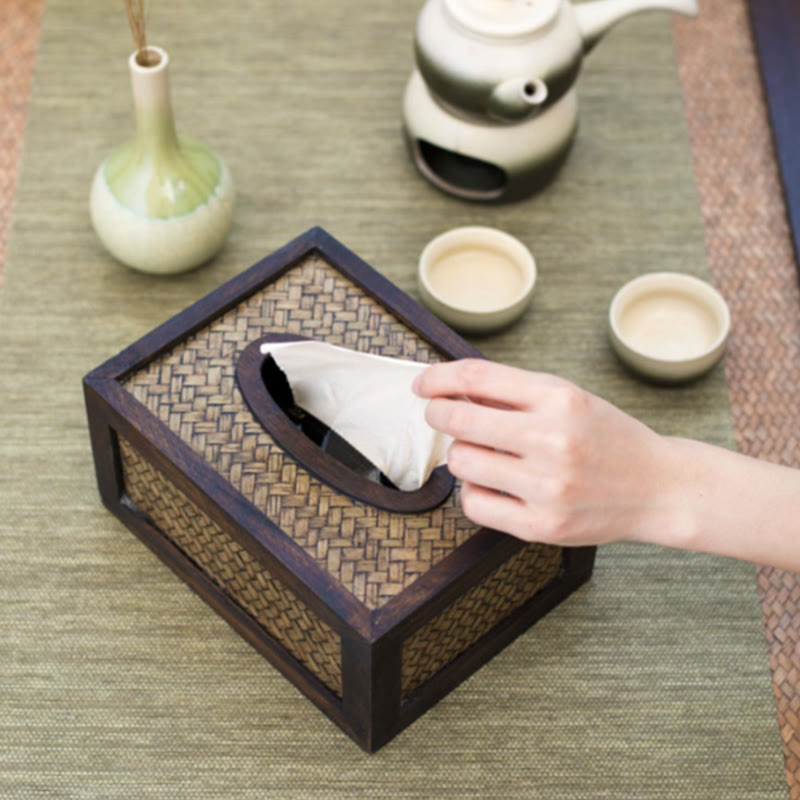 Handmade Bamboo Wooden Tissue Box for Zen Decor