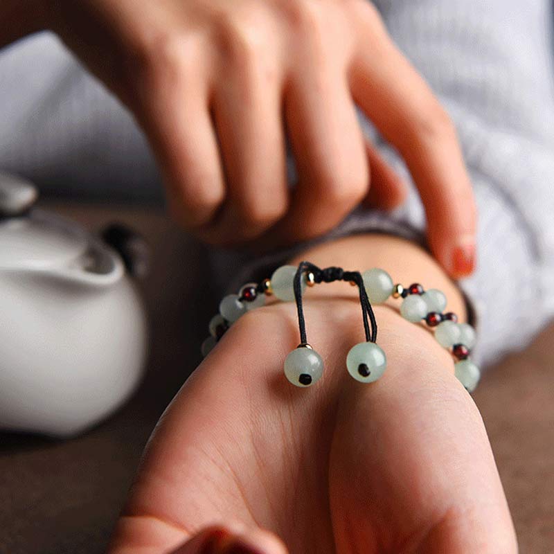 Green Aventurine & Garnet Luck Bracelet with Flower Petals