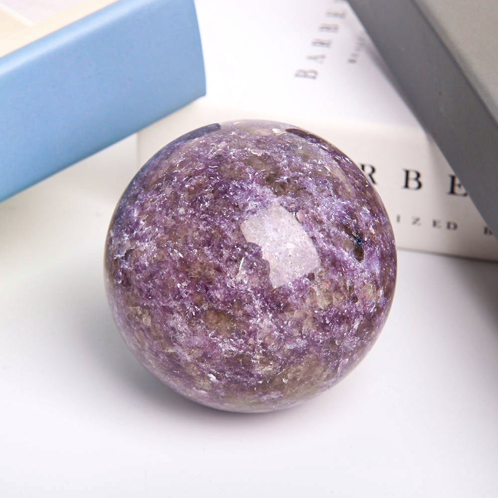 72.8mm Lepidolite Crystal Sphere for Healing & Balance