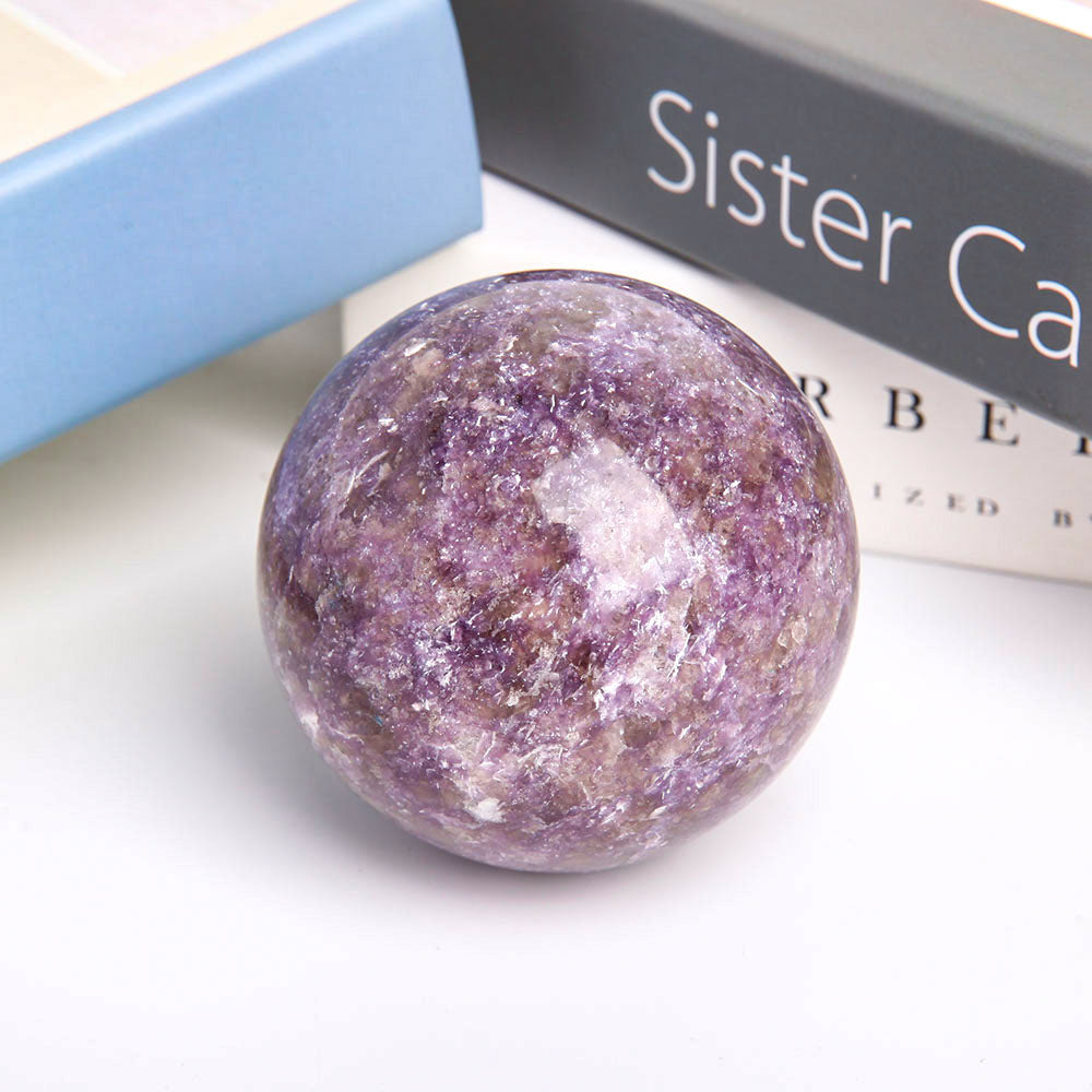 72.8mm Lepidolite Crystal Sphere for Healing & Balance