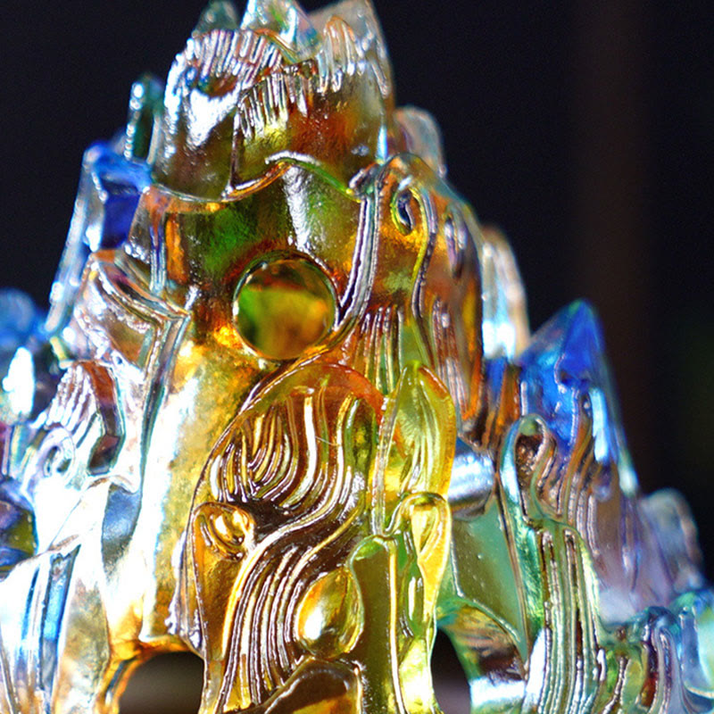 Liuli Crystal Mountain Incense Burner for Meditation and Healing