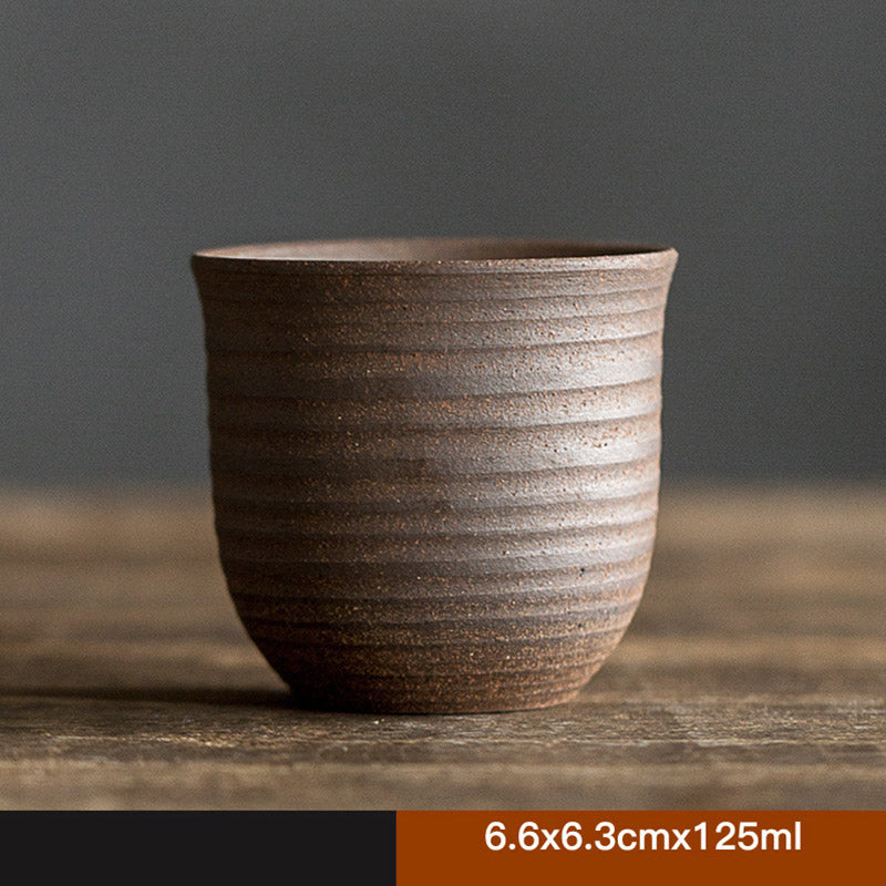 Handcrafted Retro Brown Ceramic Zen Teacup for Mindful Tea Rituals