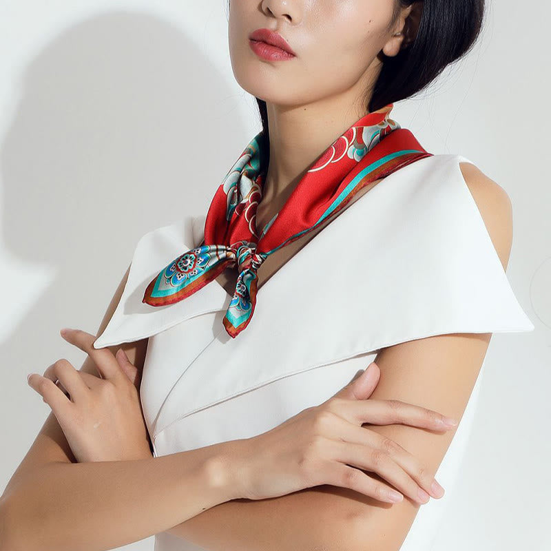 100% Mulberry Silk Dunhuang Scarf | Spiritual Shawl 90x90cm