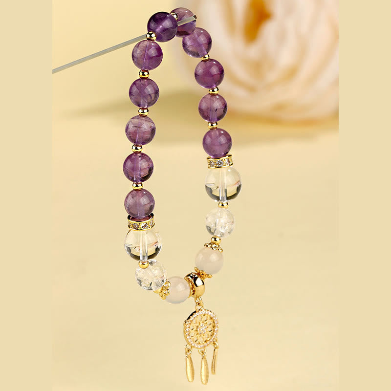 Green Strawberry Quartz Amethyst Dreamcatcher Healing Bracelet