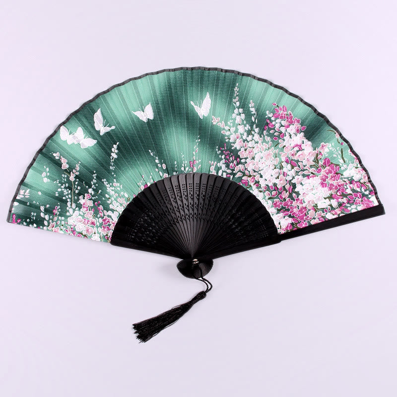 Butterfly Flowers Eco-Friendly Bamboo Handheld Fan