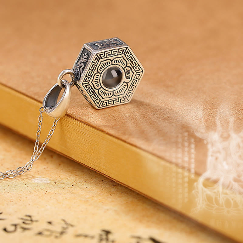 990 Sterling Silver Tibetan Om Mani Padme Hum Love Projection Necklace