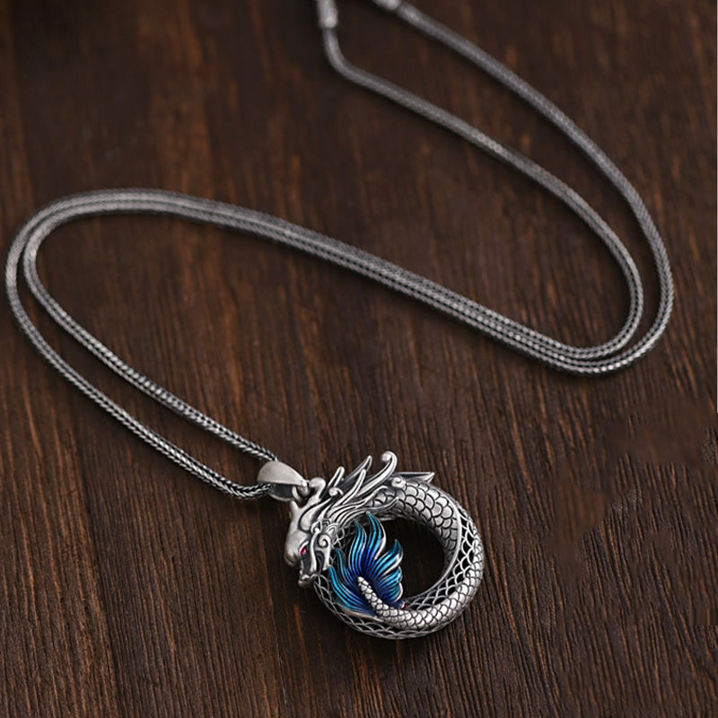 999 Sterling Silver Dragon Necklace 50cm | Auspicious Success